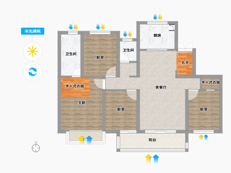 江苏省-徐州市-旭辉美的天阙-85.47-户型库-采光通风