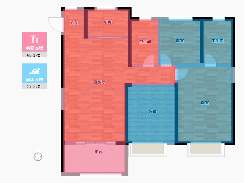 陕西省-西安市-苏宁云著-106.89-户型库-动静分区