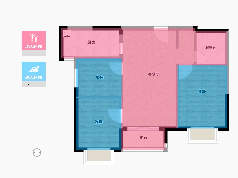 陕西省-西安市-万科·金域缇香-61.61-户型库-动静分区