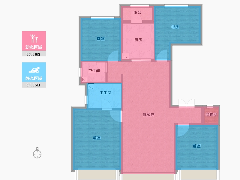 陕西省-西安市-龙湖春江天序-99.87-户型库-动静分区