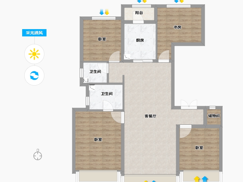 陕西省-西安市-龙湖春江天序-99.87-户型库-采光通风