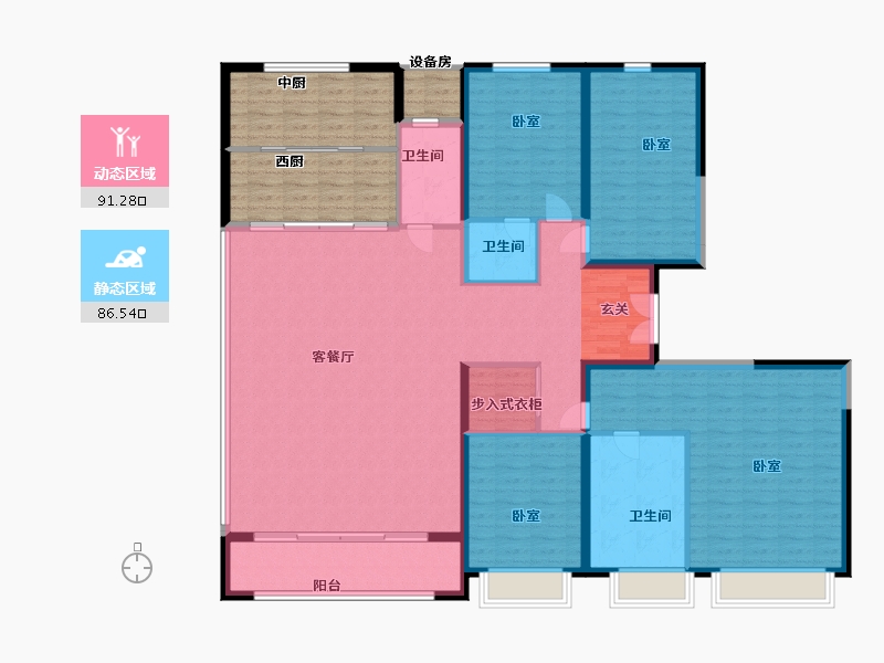 陕西省-西安市-西安碧桂园云顶-184.00-户型库-动静分区