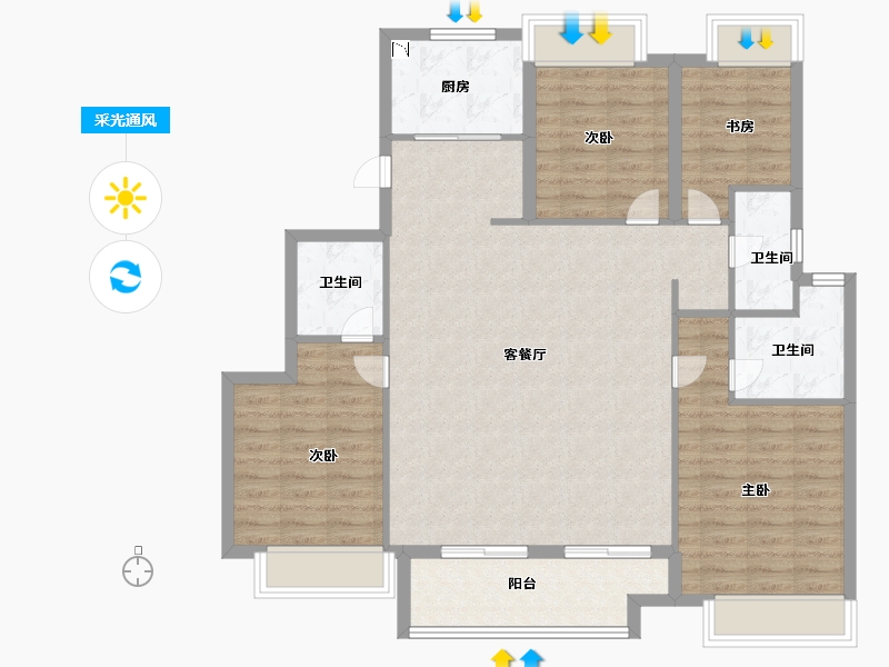 江苏省-徐州市-融创枫丹公馆-113.98-户型库-采光通风