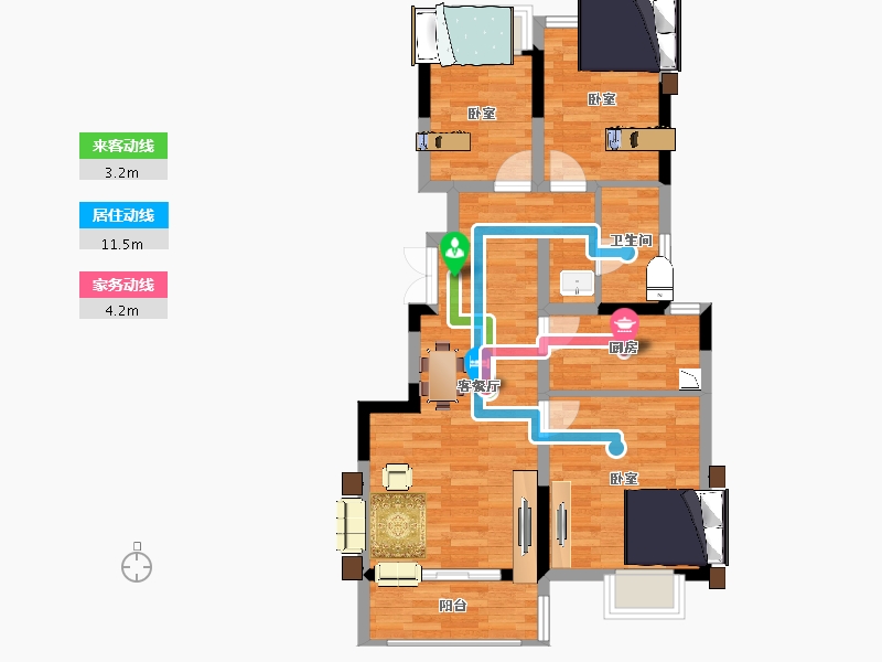 江苏省-南京市-弘阳爱上城-67.99-户型库-动静线