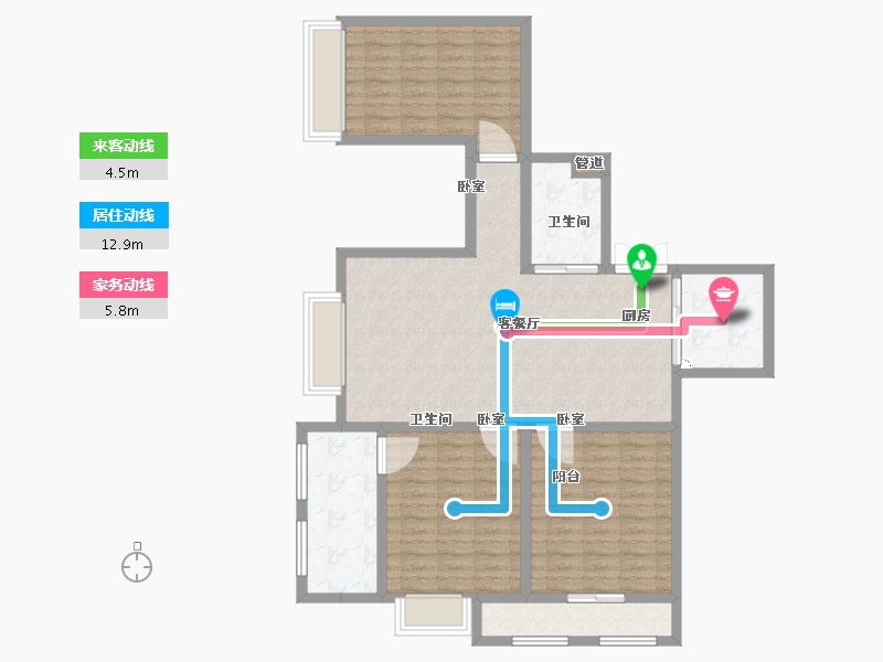 江苏省-苏州市-宝韵铂宫-107.26-户型库-动静线