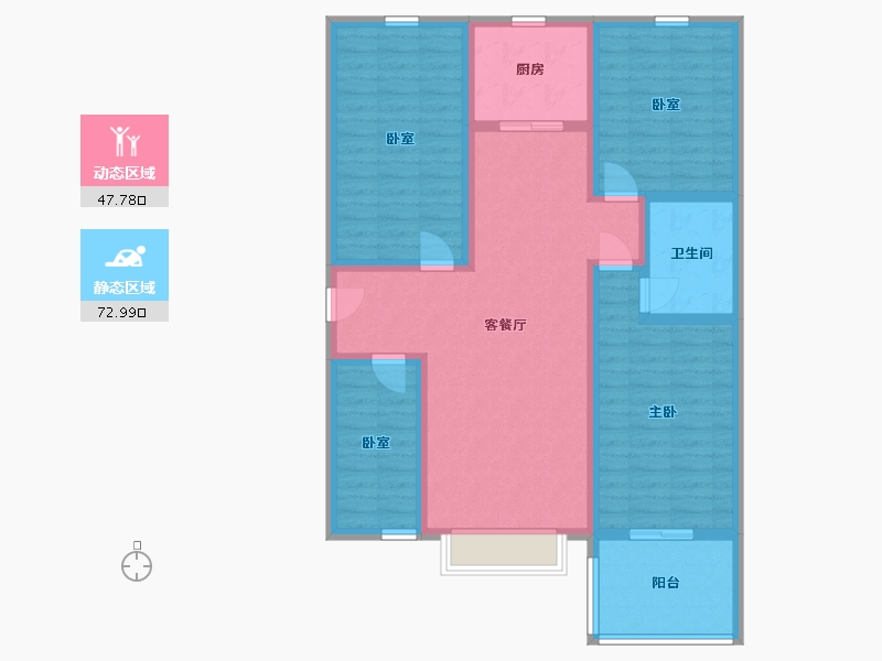 陕西省-咸阳市-滨河星城-107.52-户型库-动静分区