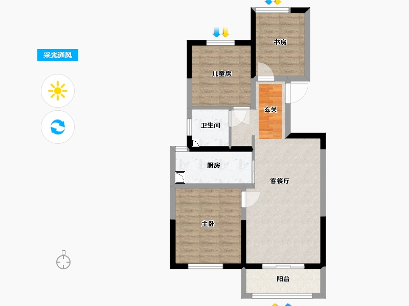 陕西省-西安市-朗诗雁南栖-67.27-户型库-采光通风