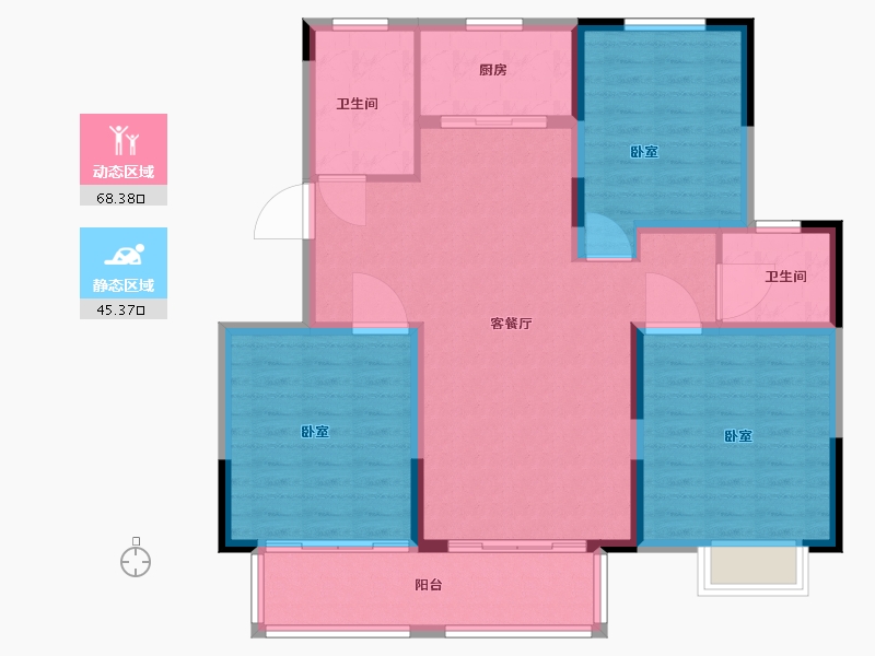 安徽省-宿州市-清华玺园-103.00-户型库-动静分区