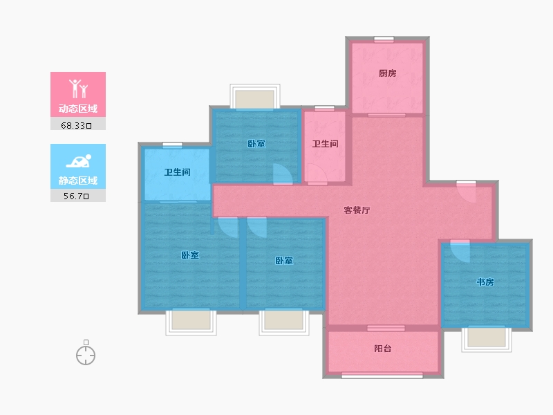 江苏省-苏州市-天房心著华庭-112.00-户型库-动静分区