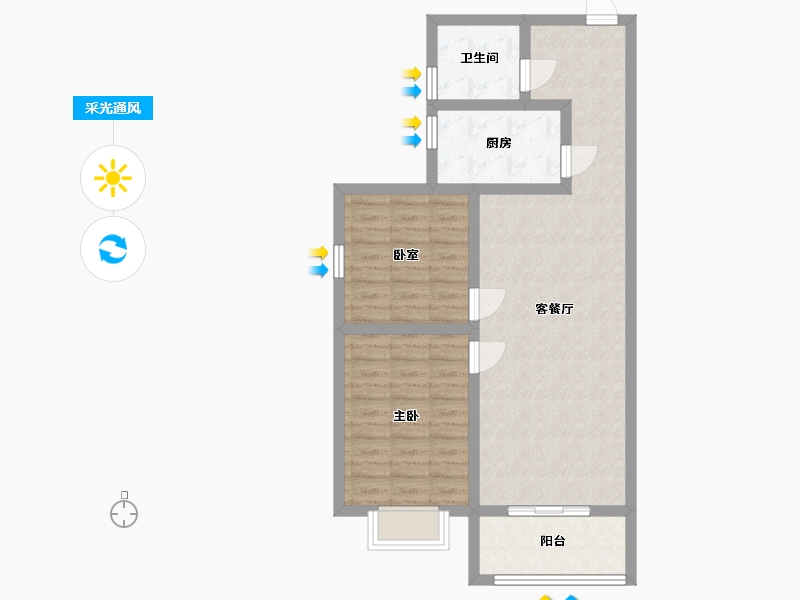 陕西省-咸阳市-滨河星城-73.56-户型库-采光通风