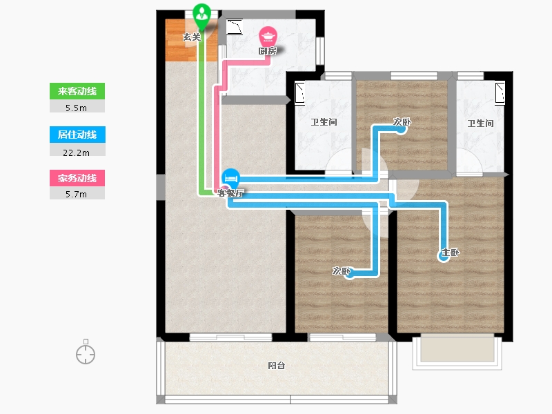 云南省-昆明市-恒泰滇池名门-87.46-户型库-动静线