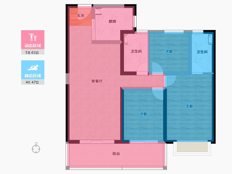 云南省-昆明市-恒泰滇池名门-87.46-户型库-动静分区