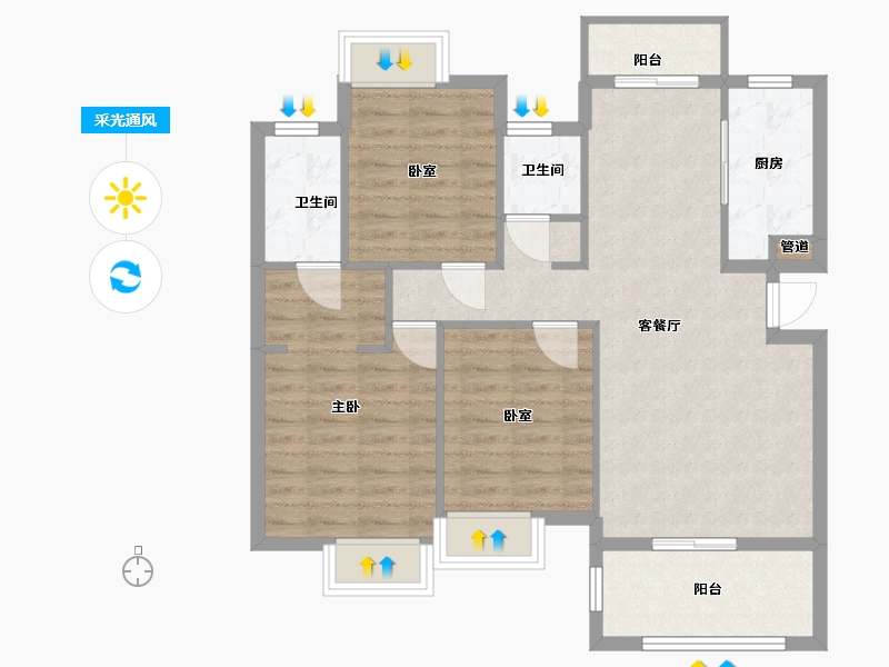 江西省-抚州市-恒瑞金鼎学府-87.69-户型库-采光通风