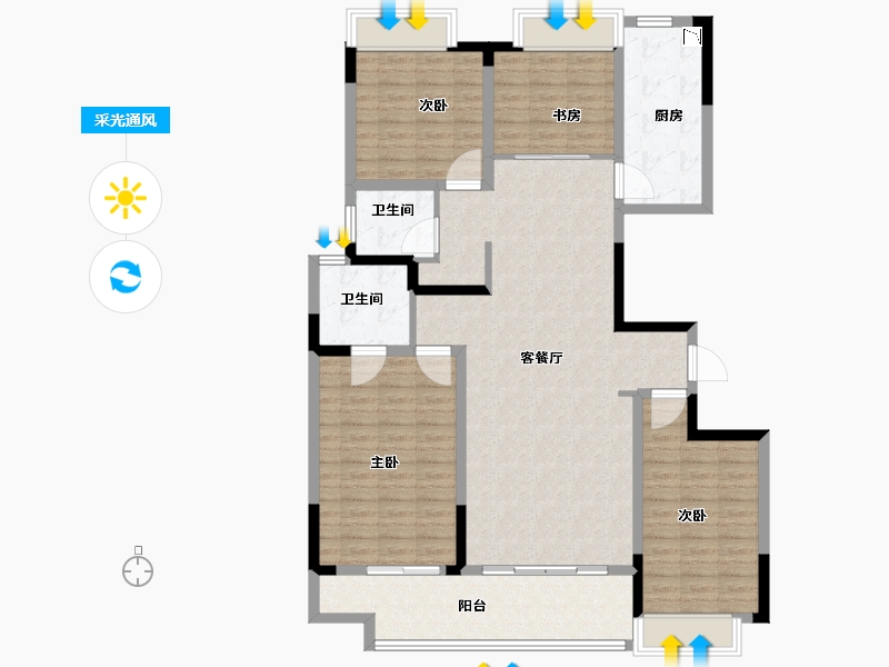 陕西省-榆林市-易信·春风棠樾-127.78-户型库-采光通风