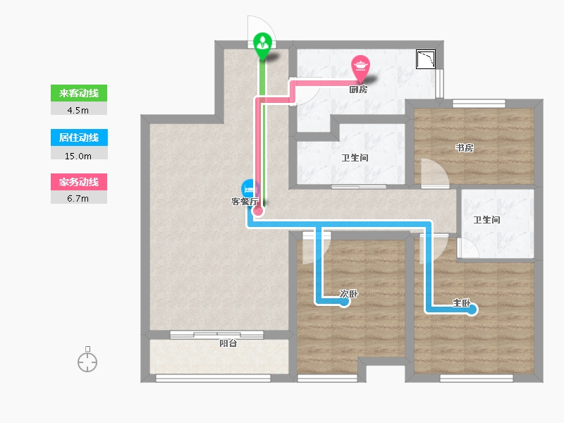 陕西省-榆林市-易信·春风棠樾-91.62-户型库-动静线