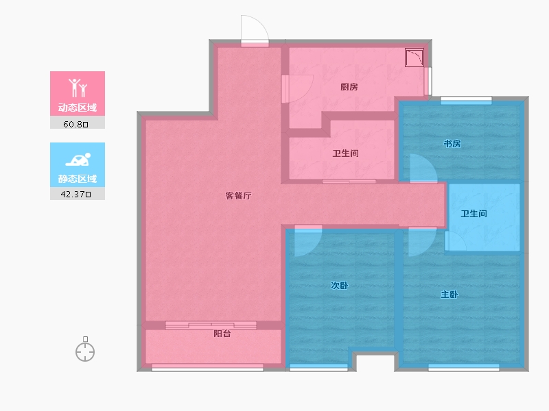 陕西省-榆林市-易信·春风棠樾-91.62-户型库-动静分区