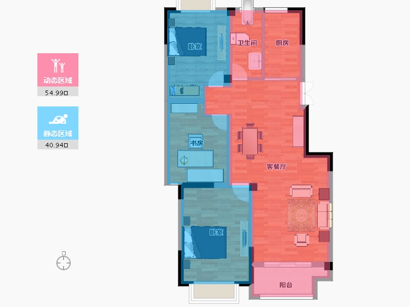 江苏省-南京市-御沁园三期-86.00-户型库-动静分区