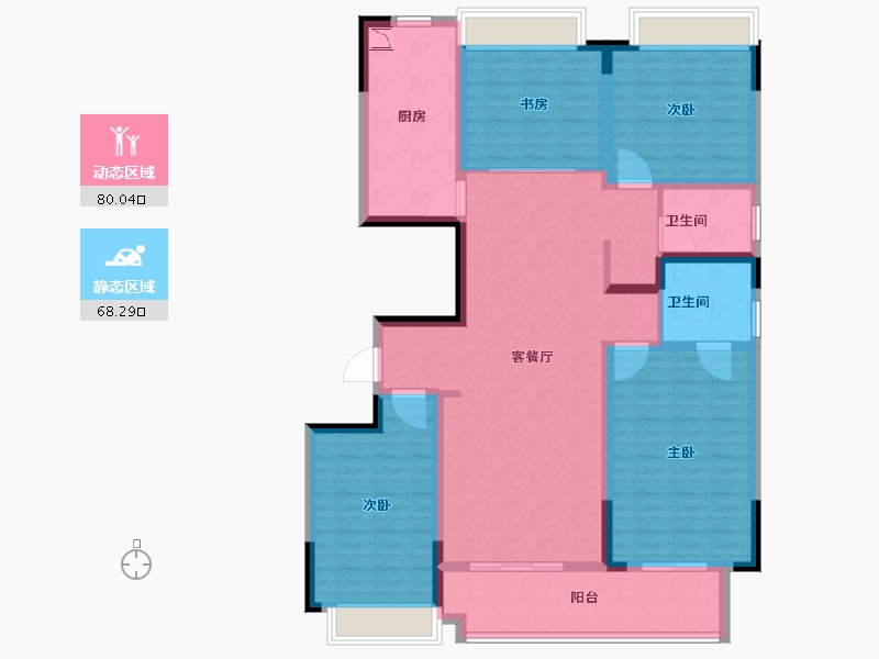 陕西省-榆林市-易信·春风棠樾-133.35-户型库-动静分区