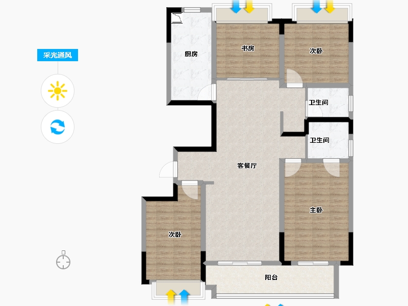 陕西省-榆林市-易信·春风棠樾-133.35-户型库-采光通风