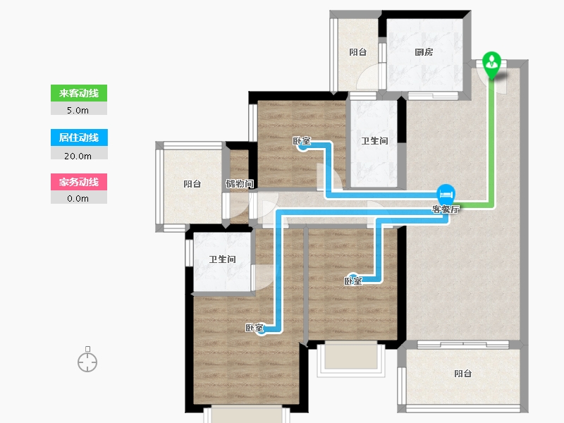 广西壮族自治区-玉林市-北流碧桂园十里江湾-87.20-户型库-动静线