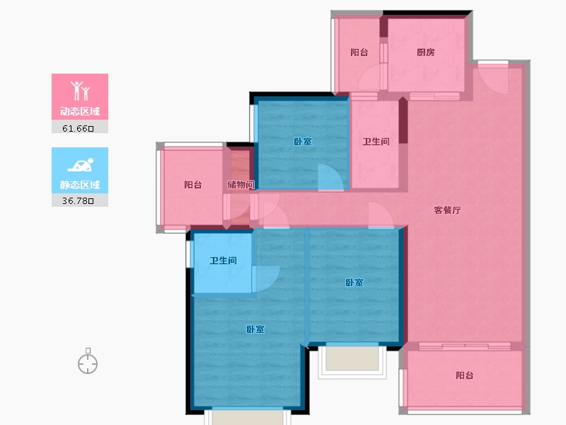 广西壮族自治区-玉林市-北流碧桂园十里江湾-87.20-户型库-动静分区