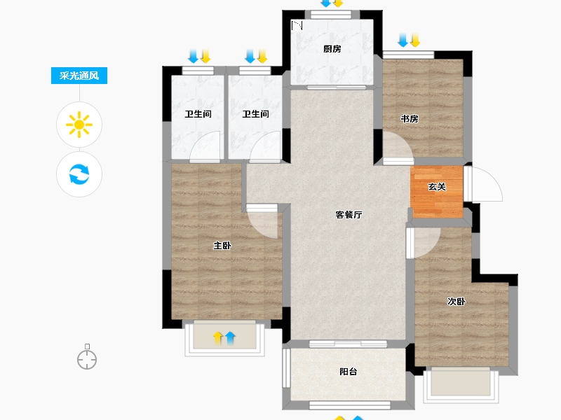 江苏省-南京市-固城湖金茂逸墅-78.01-户型库-采光通风