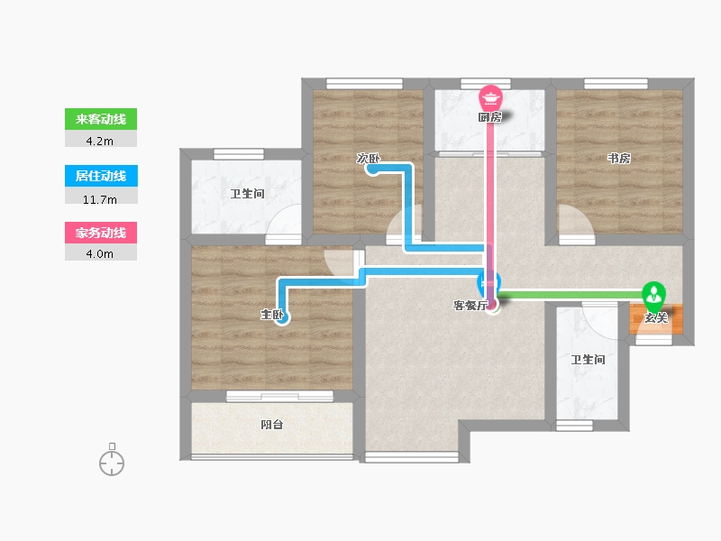 陕西省-西安市-逸景佲园-69.43-户型库-动静线