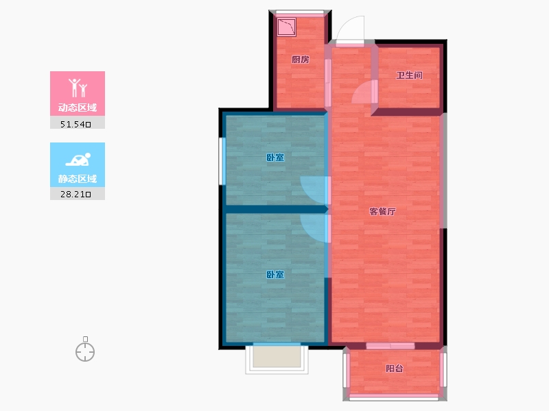 陕西省-西安市-智慧公馆-70.80-户型库-动静分区