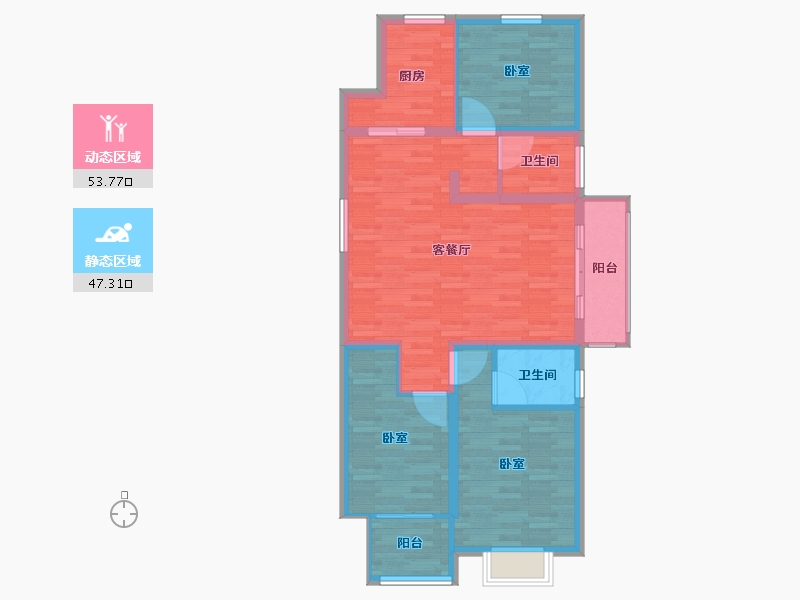 安徽省-宿州市-钟鑫·状元府-90.98-户型库-动静分区