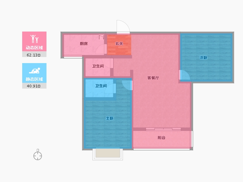 陕西省-宝鸡市-泰隆湖邸-91.80-户型库-动静分区