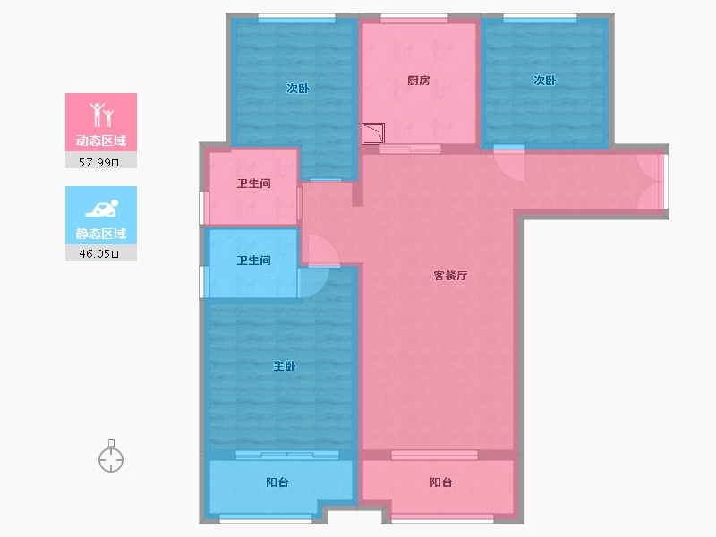 甘肃省-兰州市-兰州金城中心-92.72-户型库-动静分区