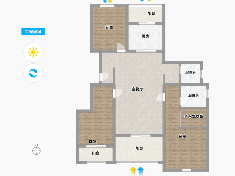 山西省-太原市-怡和天润园-117.96-户型库-采光通风