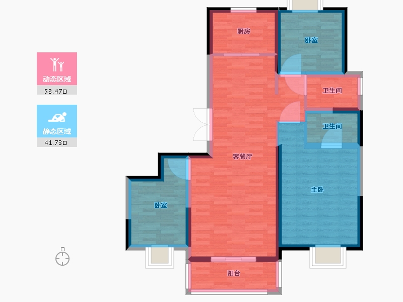 陕西省-西安市-智慧公馆-85.07-户型库-动静分区