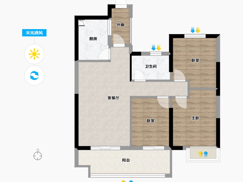 江西省-抚州市-富力尚悦居-78.00-户型库-采光通风