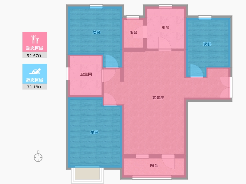 陕西省-西安市-富力白鹭湾-75.80-户型库-动静分区