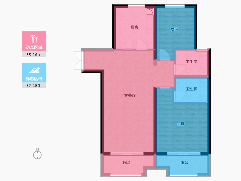 甘肃省-兰州市-兰州金城中心-82.62-户型库-动静分区