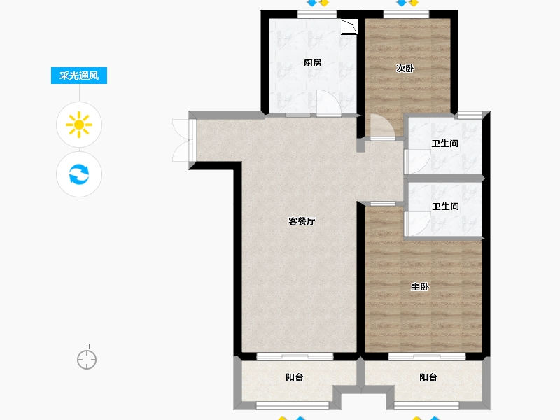 甘肃省-兰州市-兰州金城中心-82.62-户型库-采光通风