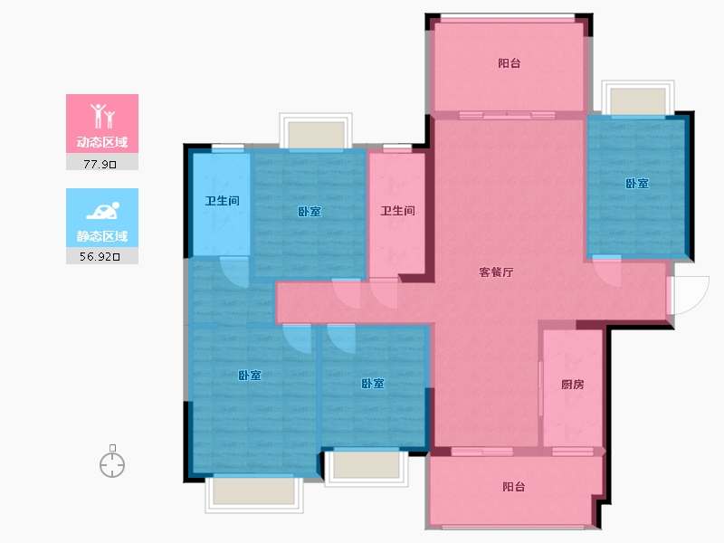 广西壮族自治区-玉林市-万昌东方巴黎湖岸-122.12-户型库-动静分区