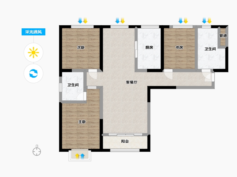 甘肃省-兰州市-康太阳光家园-107.11-户型库-采光通风