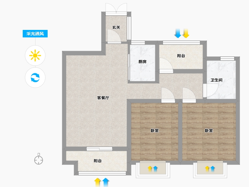 江苏省-苏州市-中铁诺德誉园-72.00-户型库-采光通风