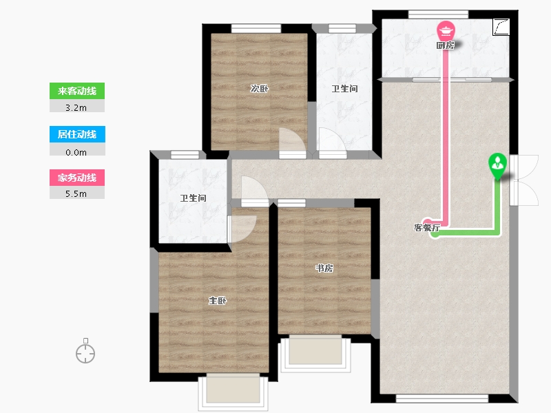 甘肃省-兰州市-银河国际居住区三期-86.51-户型库-动静线