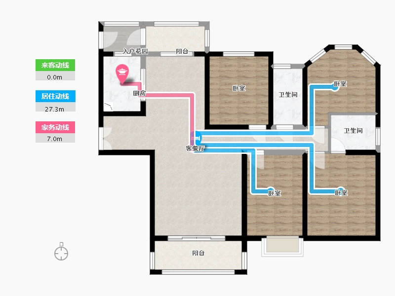 陕西省-渭南市-国贸·公园盛世-131.19-户型库-动静线