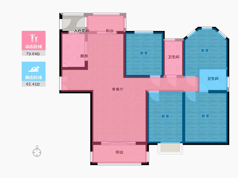 陕西省-渭南市-国贸·公园盛世-131.19-户型库-动静分区