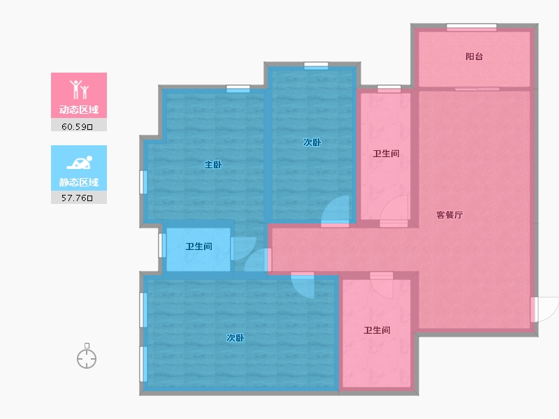 陕西省-西安市-魅力长安-105.19-户型库-动静分区