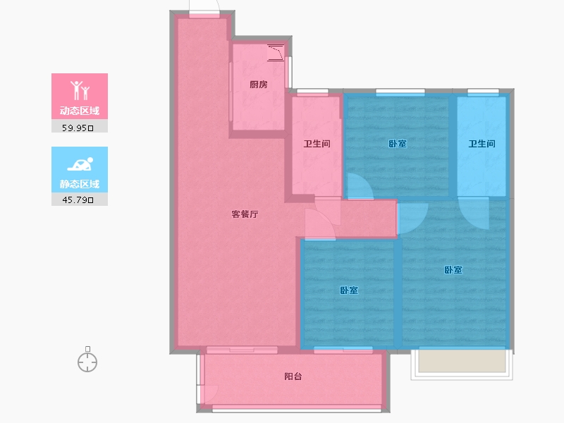 安徽省-宿州市-香格里拉未来家-94.95-户型库-动静分区