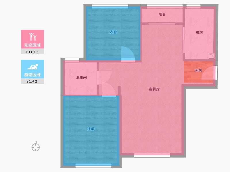 黑龙江省-哈尔滨市-绿地 新里海德壹号-55.50-户型库-动静分区