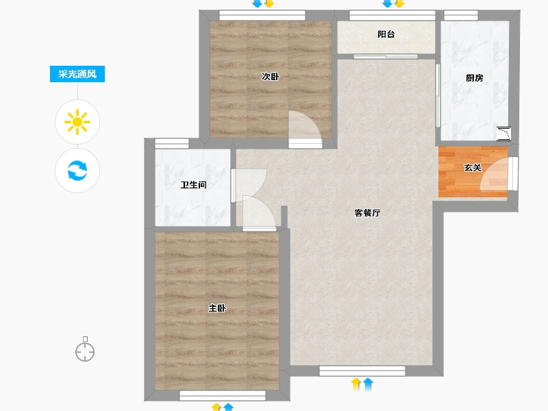 黑龙江省-哈尔滨市-绿地 新里海德壹号-55.50-户型库-采光通风