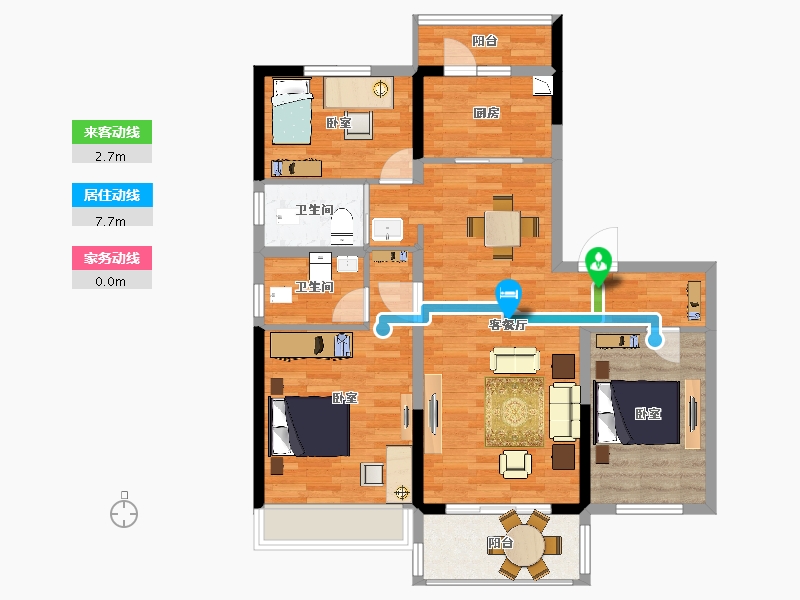 陕西省-西安市-碧桂园锦唐-95.71-户型库-动静线