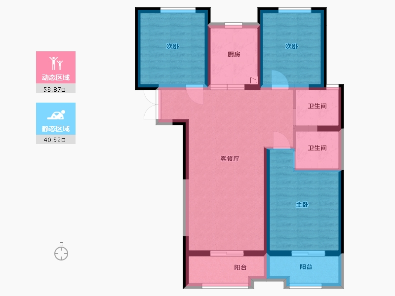 甘肃省-兰州市-兰州金城中心-83.44-户型库-动静分区