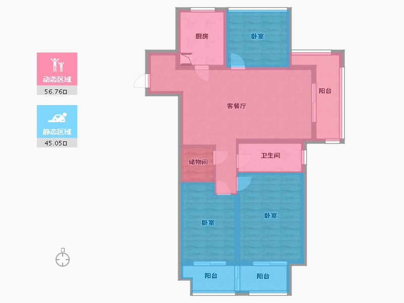 江苏省-苏州市-万科胥江城市花园-90.00-户型库-动静分区